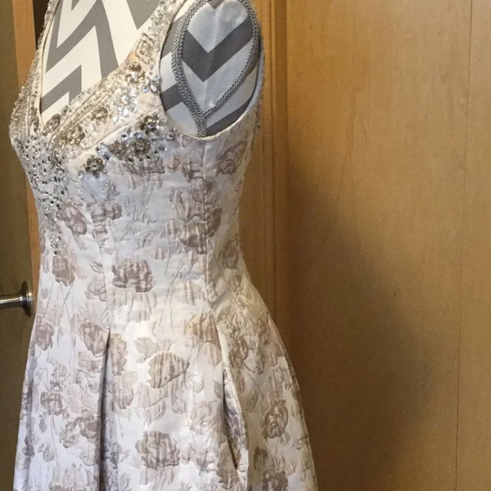 Aidan Mattox Metallic Jacquard Ball Gown - Picture 6 of 8